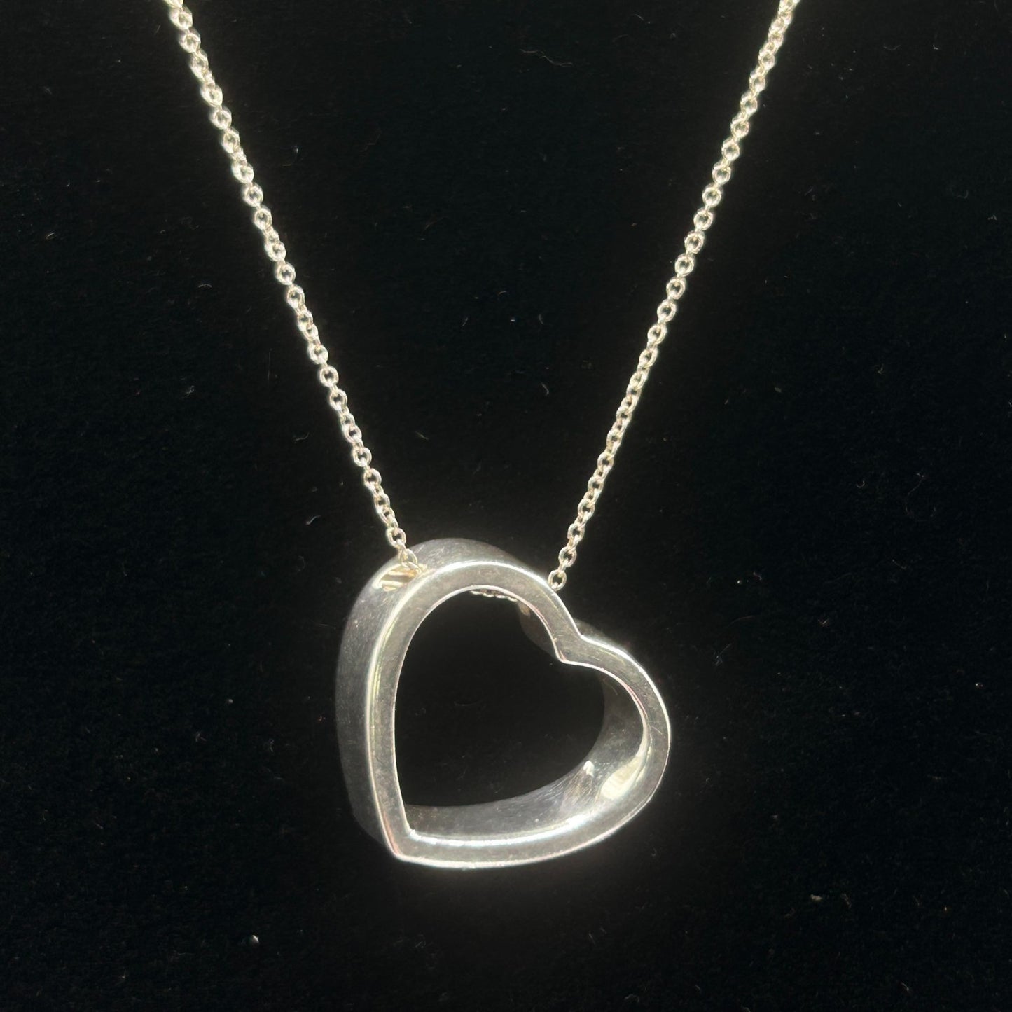 Vintage Tiffany & Co. 3D Geometric Open Heart 925 Sterling Silver 16" Necklace