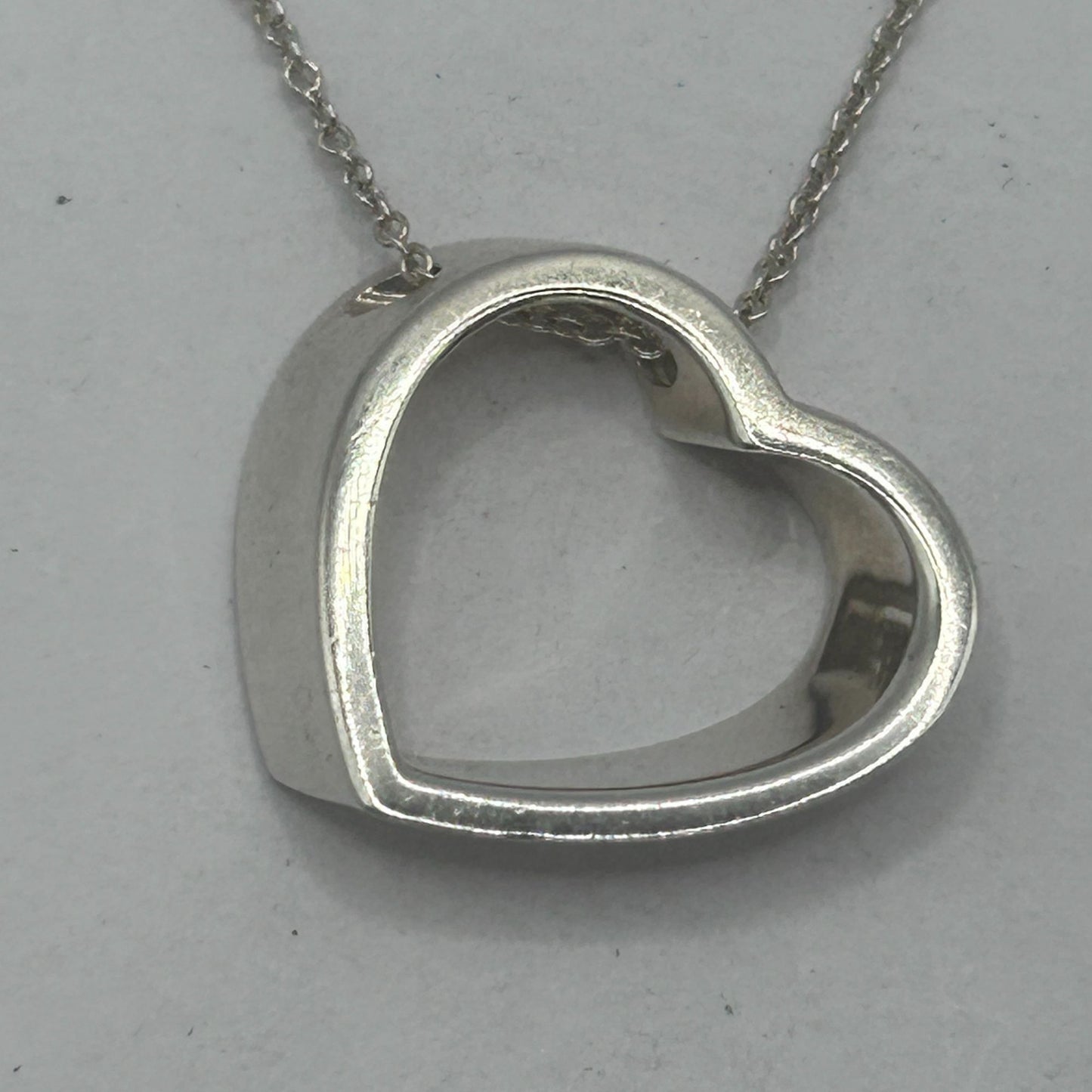 Vintage Tiffany & Co. 3D Geometric Open Heart 925 Sterling Silver 16" Necklace