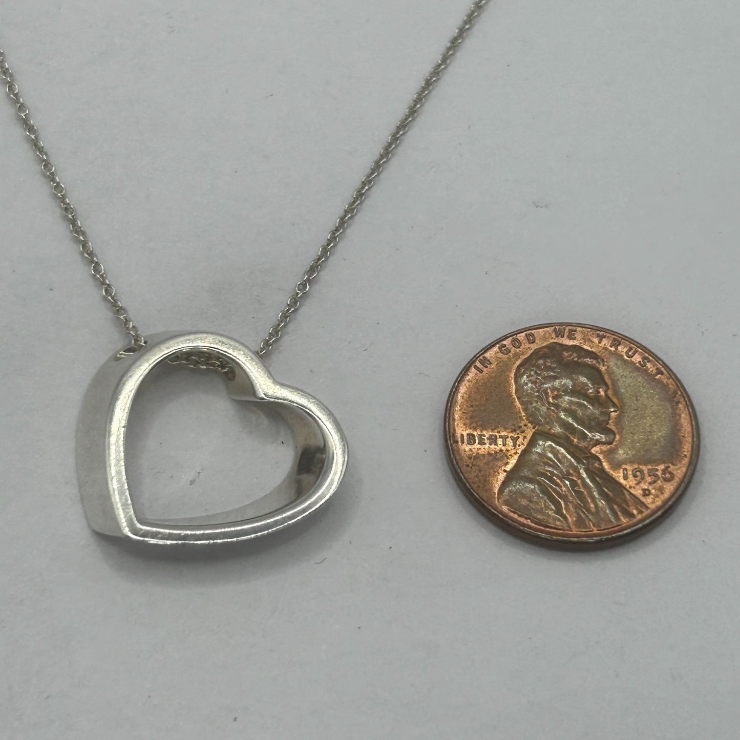 Vintage Tiffany & Co. 3D Geometric Open Heart 925 Sterling Silver 16" Necklace