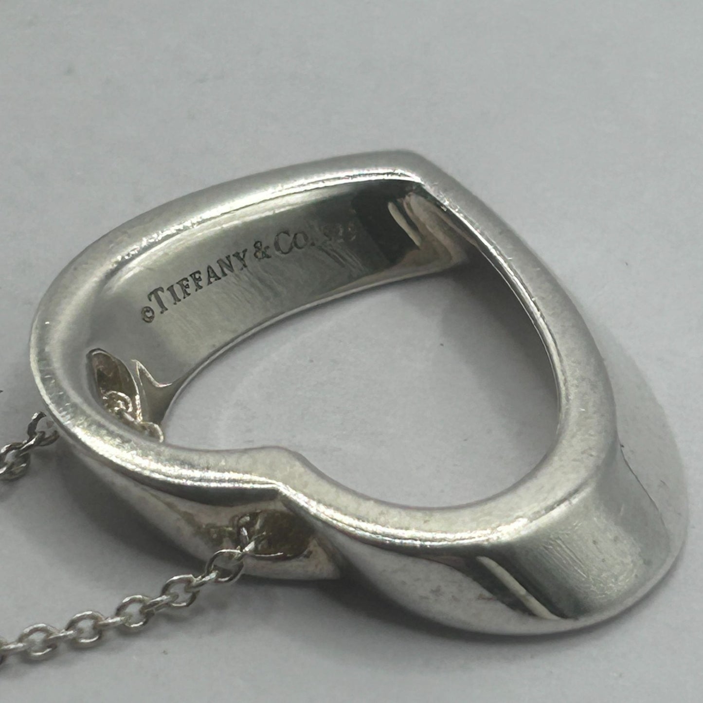 Vintage Tiffany & Co. 3D Geometric Open Heart 925 Sterling Silver 16" Necklace