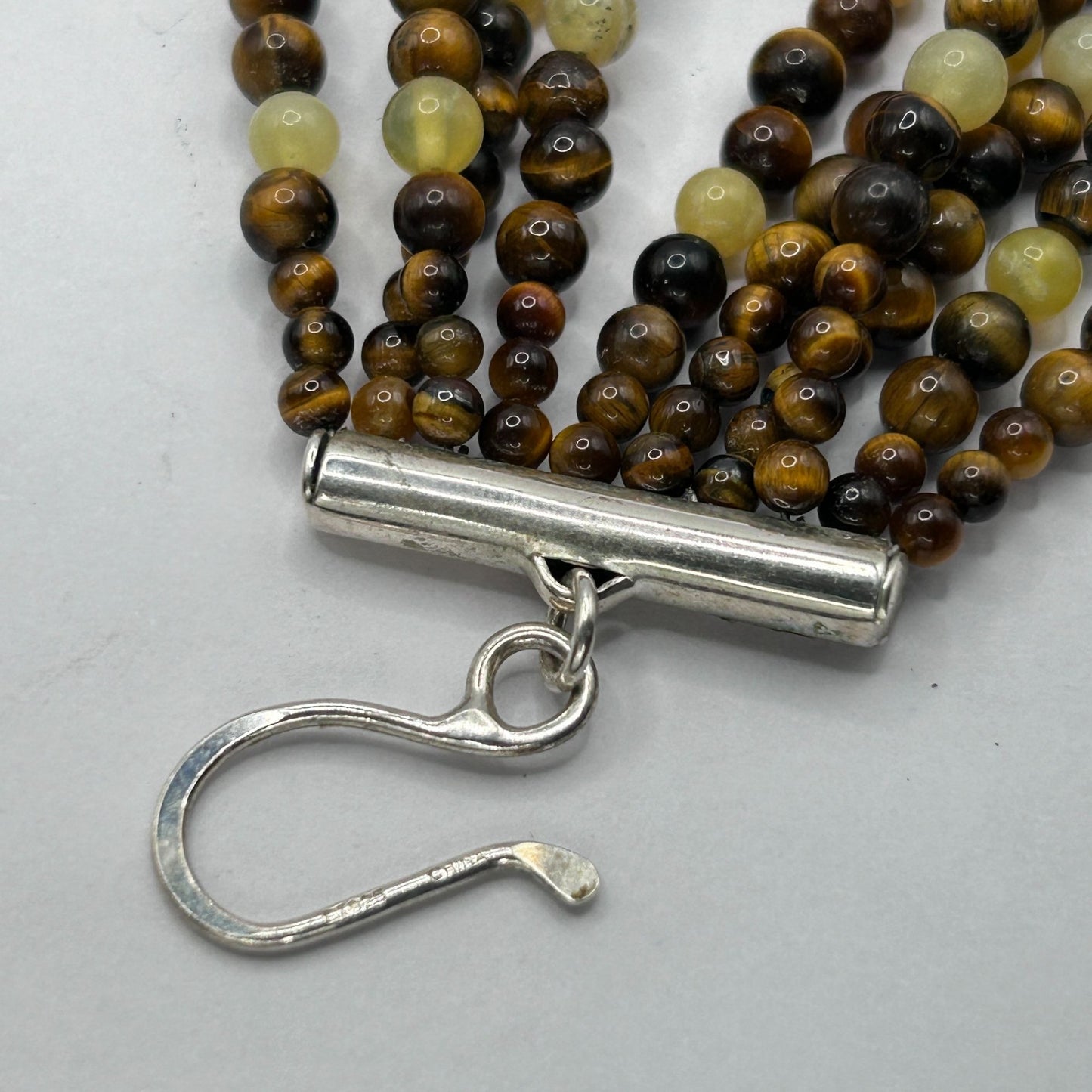 Jay King Mine Find Tigers Eye Yellow Opal 10-Strand 16.5" Necklace 925 Sterling