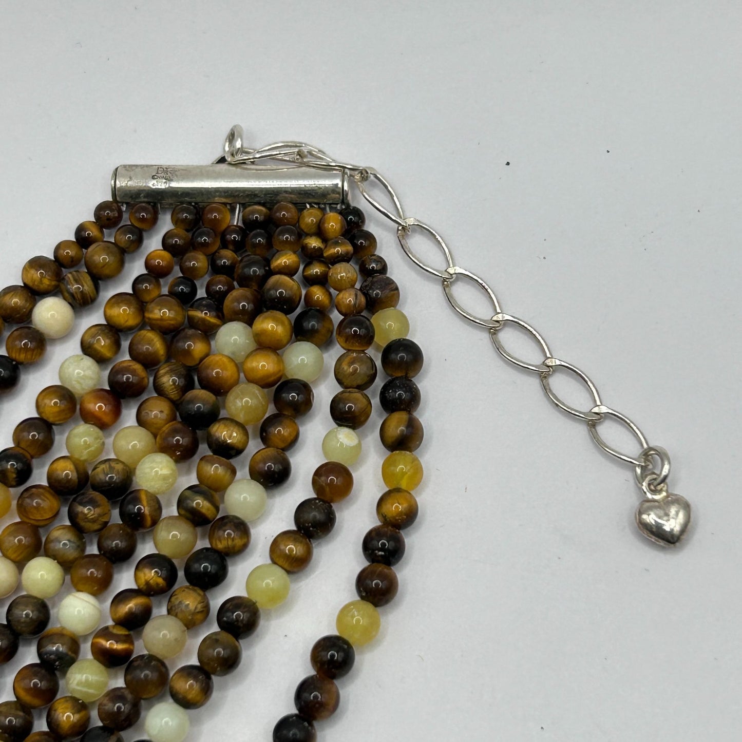 Jay King Mine Find Tigers Eye Yellow Opal 10-Strand 16.5" Necklace 925 Sterling