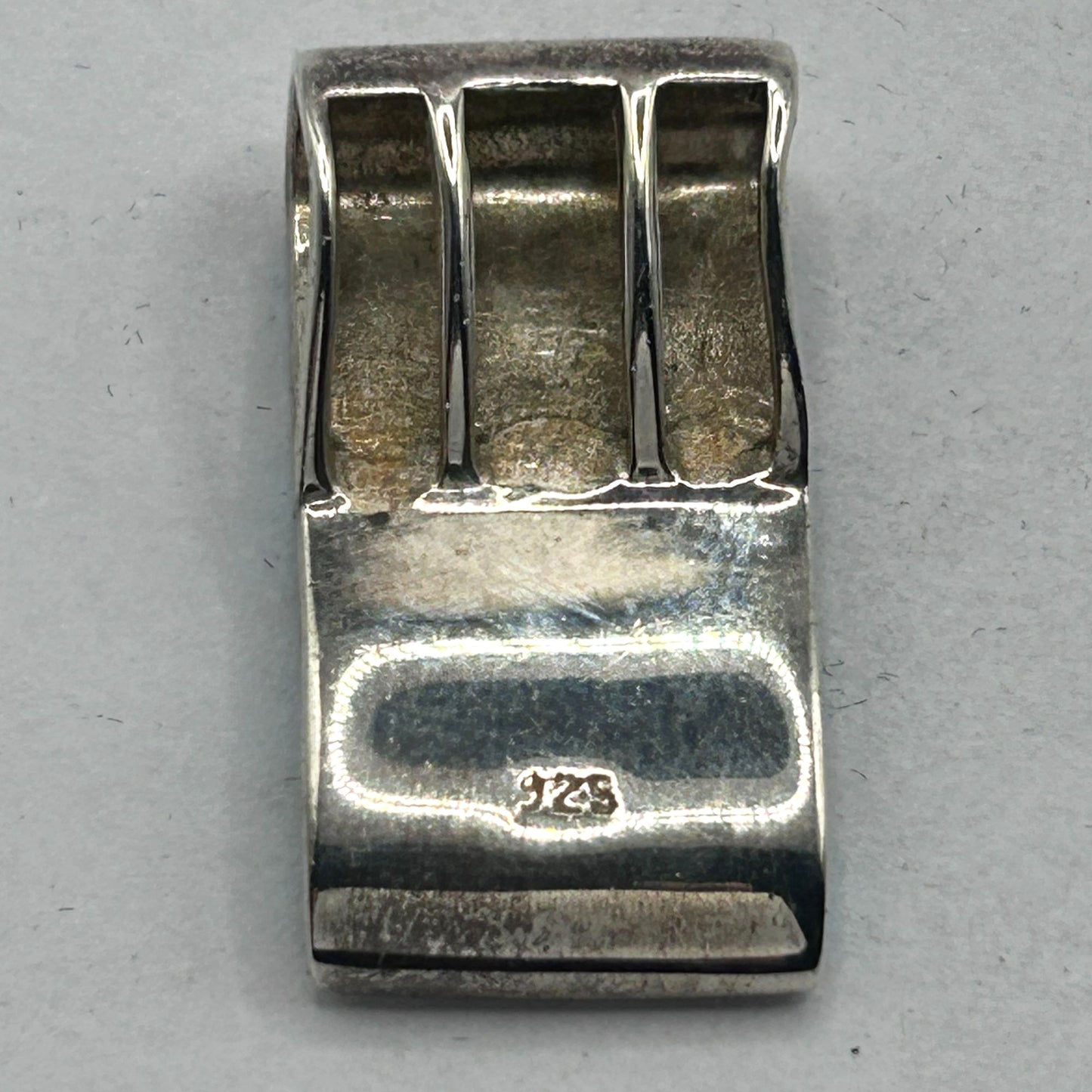Vintage 925 Sterling Silver Blue Fire Opal Inlay Modernist Necklace Pendant