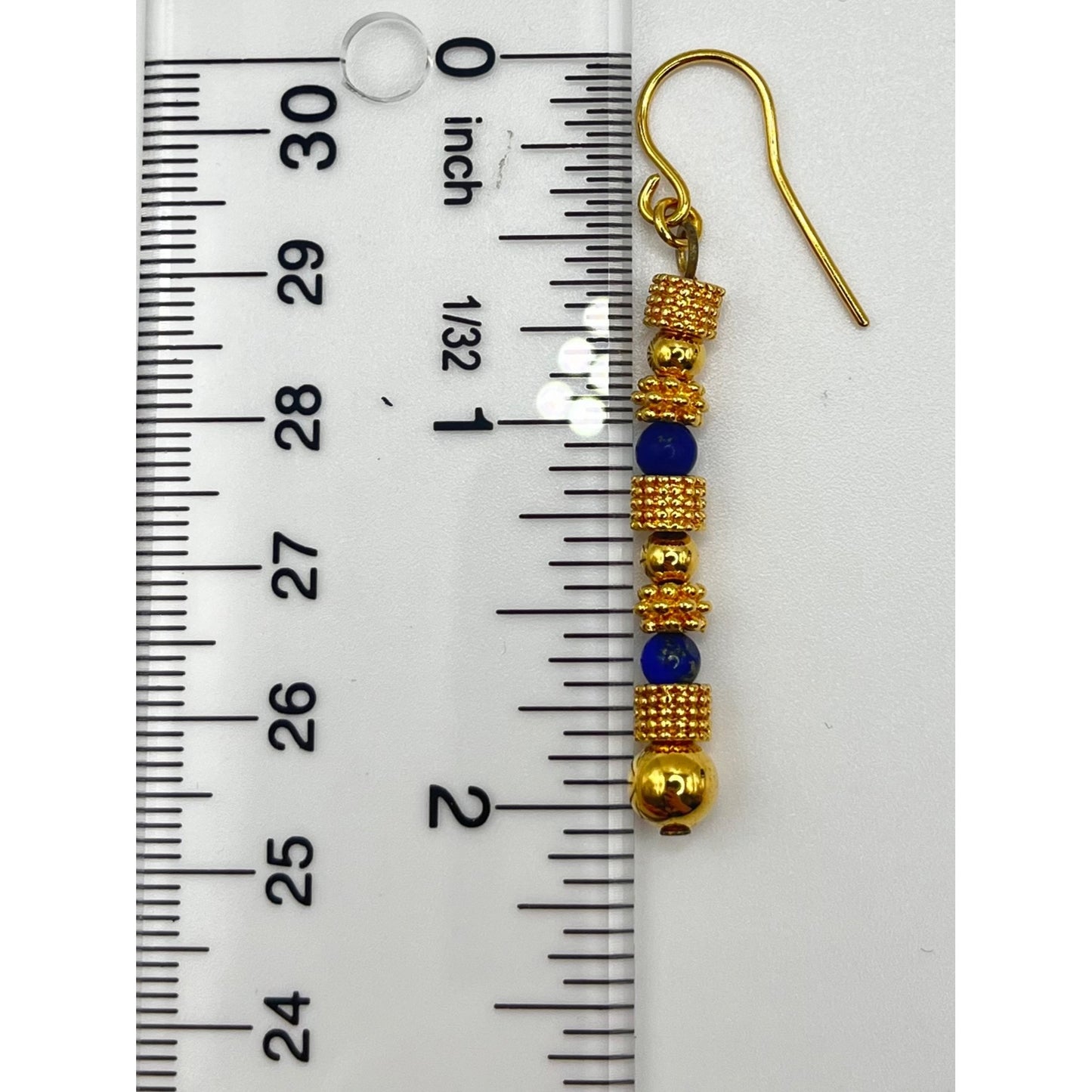 Gold Tone Totem Faux Lapis Drop Dangle Women's Earrings Fashion Colorful