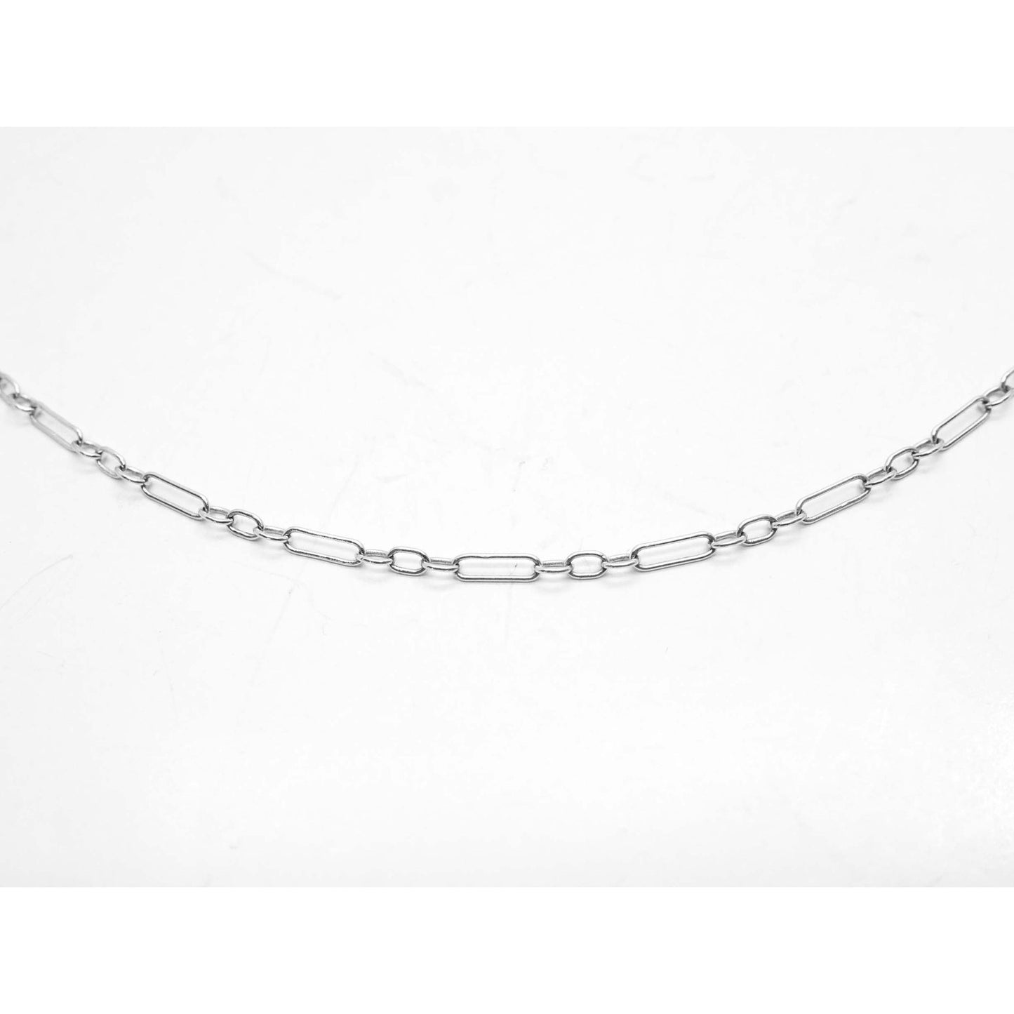 Antique Victorian Thin Link Chain Necklace 18" Long 14k White Gold