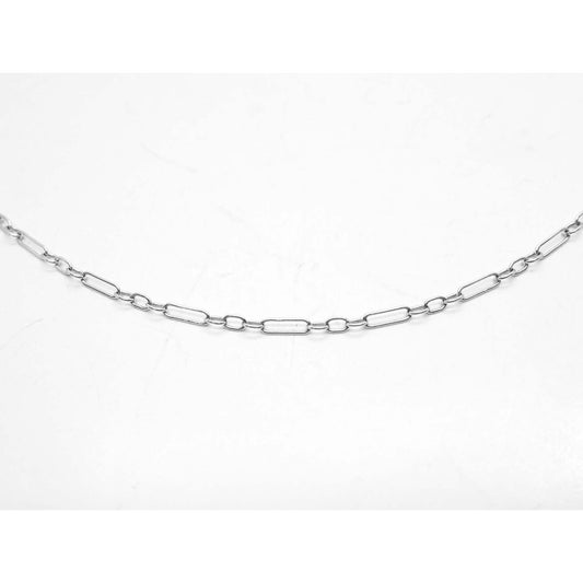 Antique Victorian Thin Link Chain Necklace 18" Long 14k White Gold