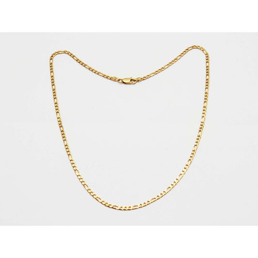 2mm Wide Figaro Chain Necklace 18k Gold 15.5" Long 6.9 Grams