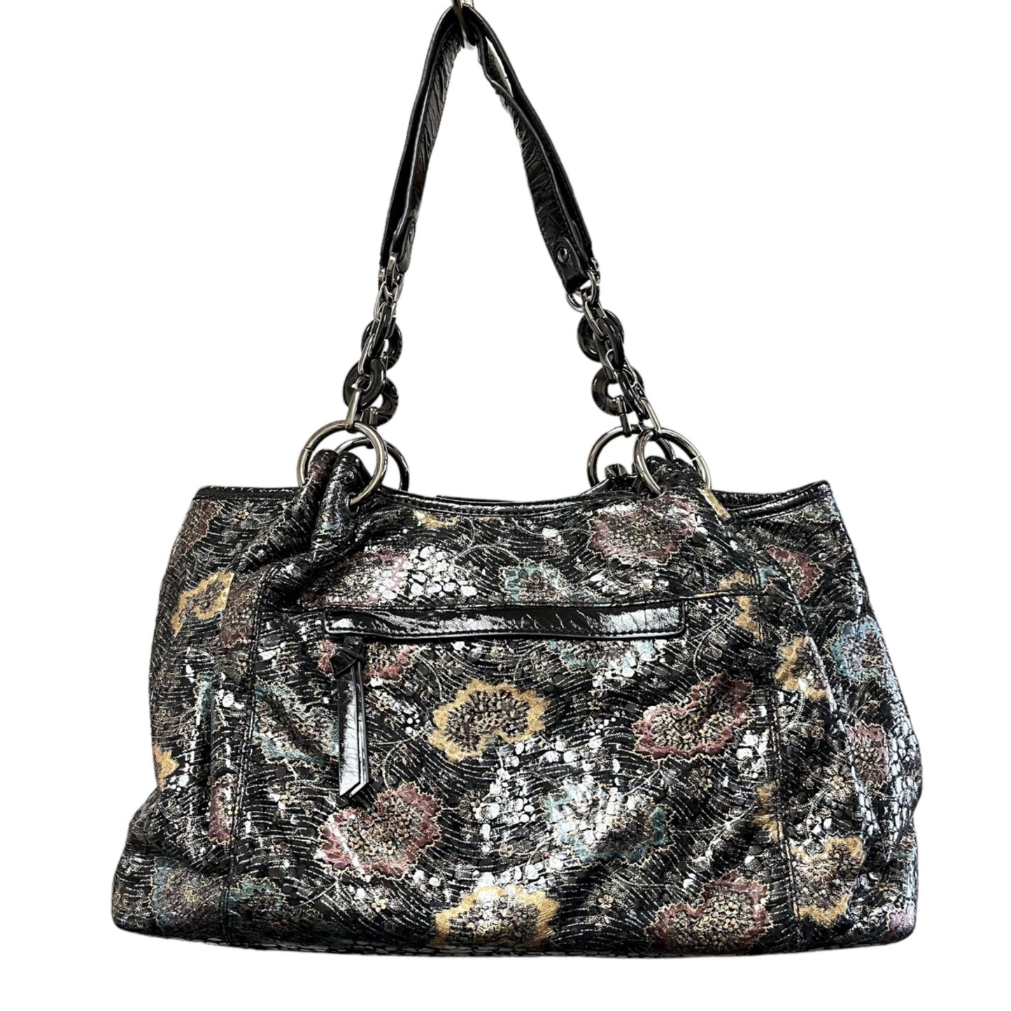 Lifestyle by Sharif Studio Snake Embossed Leather Handbag Floral Shimmer Purse