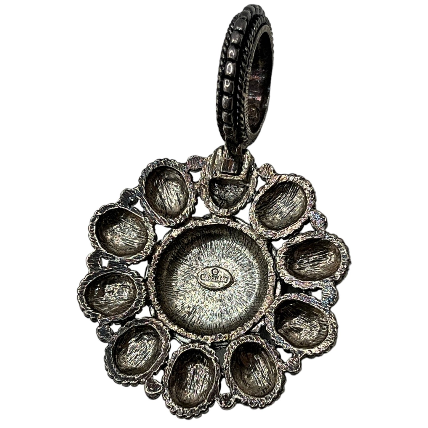 R.J. Graziano Faux Turquoise Silver Plated Pendant Flower Southwestern Bohemian