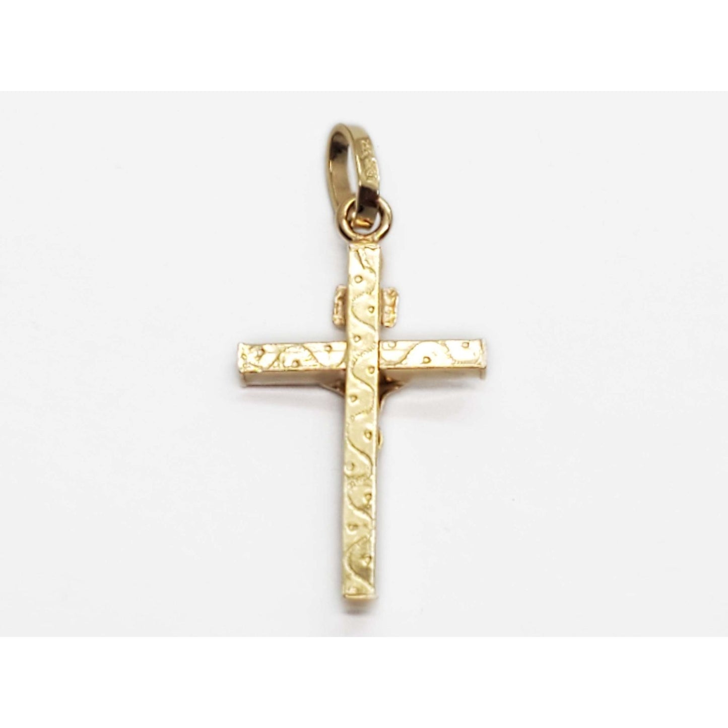 Dia-Cut Design Crucifix Cross Charm Pendant 18k Gold