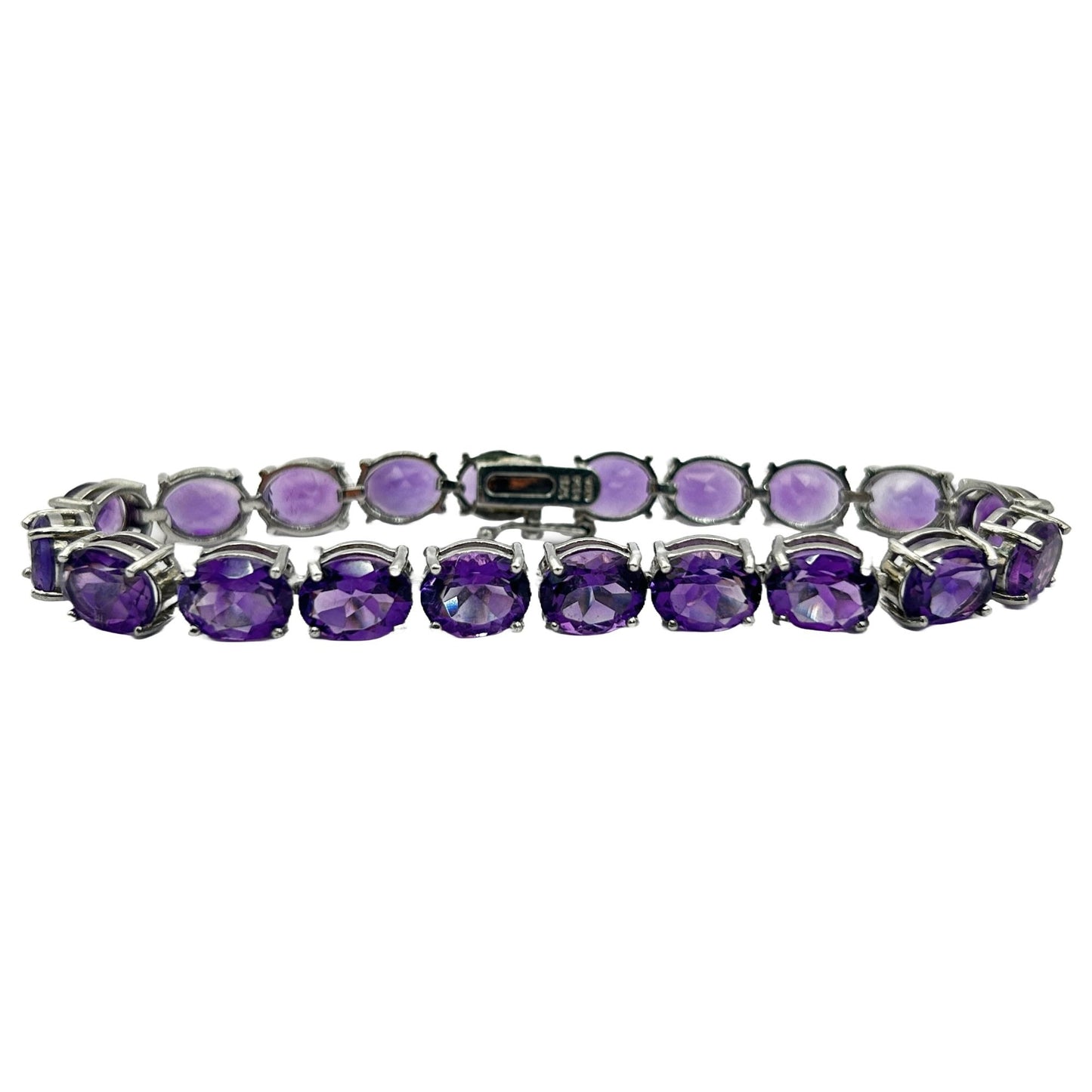 Amethyst/Sterling Dahlia Gemstone 7.5" Tennis Bracelet - 20 Stones