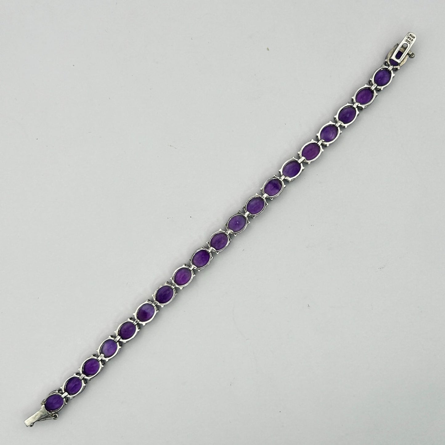 Amethyst/Sterling Dahlia Gemstone 7.5" Tennis Bracelet - 20 Stones