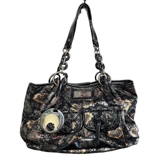 Lifestyle by Sharif Studio Snake Embossed Leather Handbag Floral Shimmer Purse