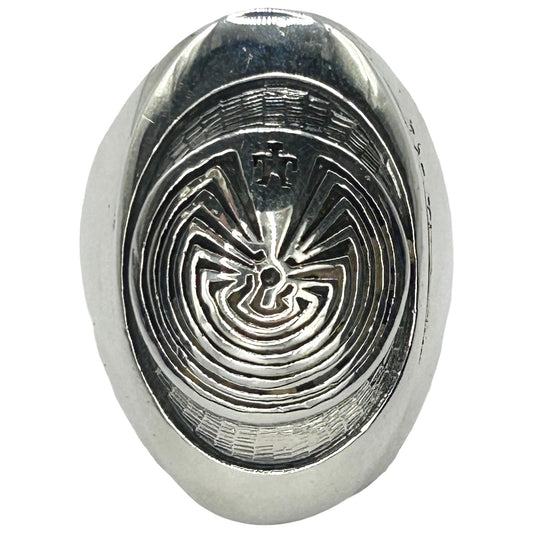 Vintage 925 Sterling Silver 'Man in the Maze' Heavy Signed Ring Size 11.75