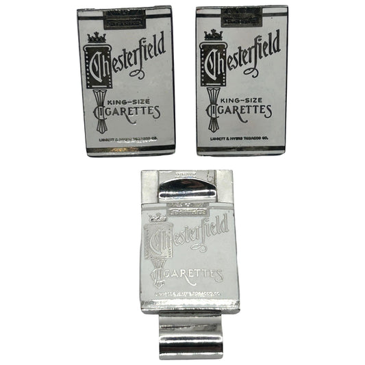 Vintage Chesterfield Cigarettes Cufflinks Sterling Silver & Stainless Money Clip