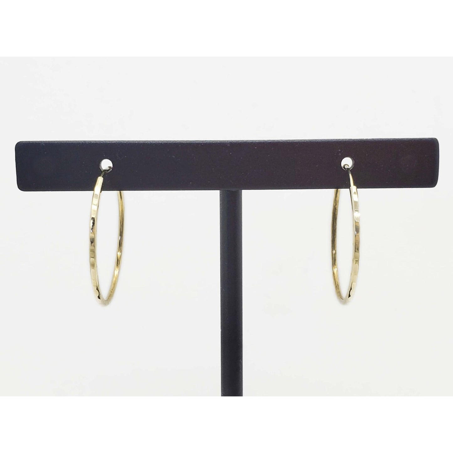 1mm Wide Dia-Cut Hoop Earrings 14k Gold 24mm Diameter