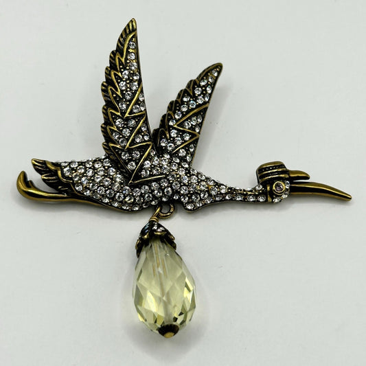 HEIDI DAUS®"A Very Special Delivery" Beaded Crystal Stork Pin/Brooch