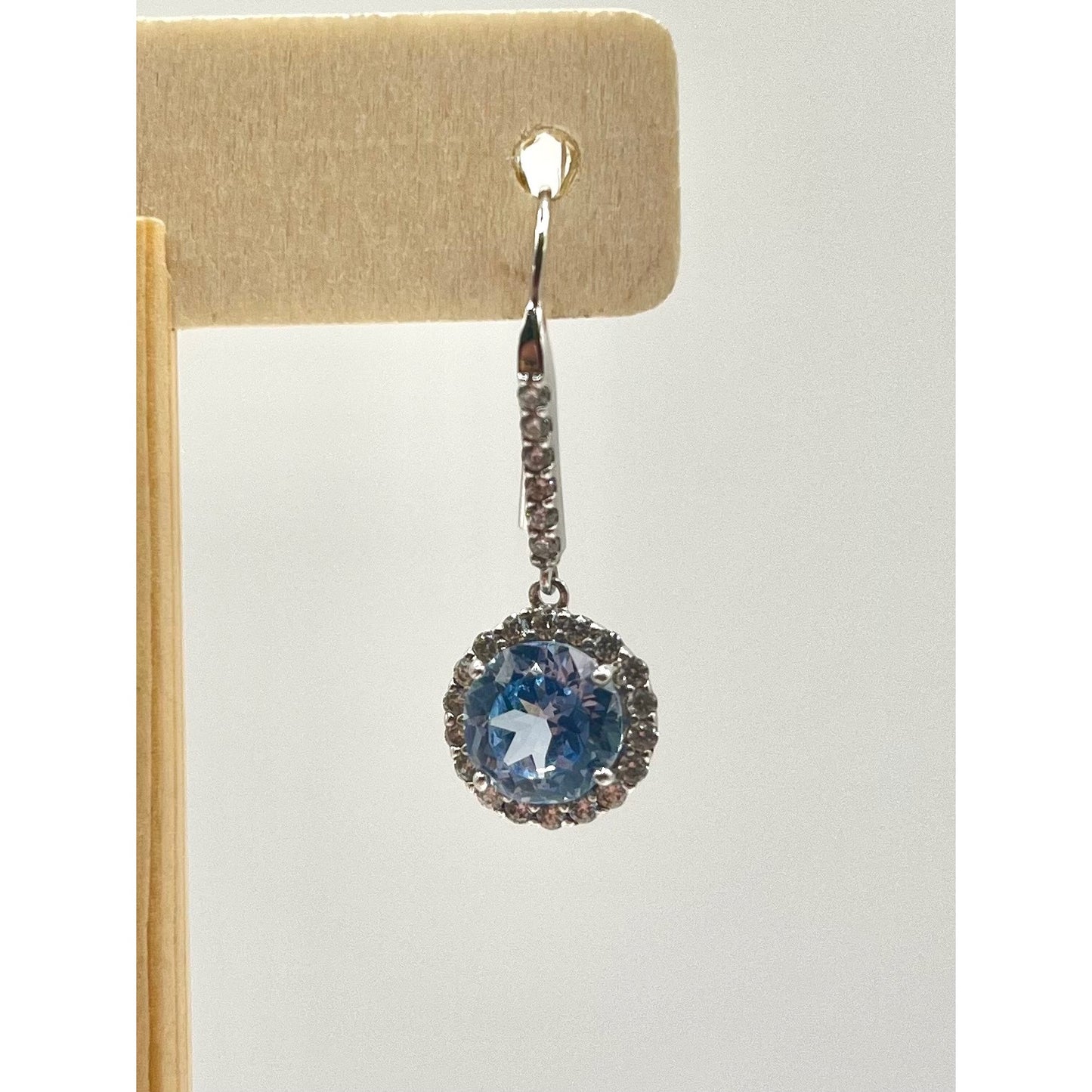 Blue Topaz Epiphany 925 Sterling Silver Halo Round Dangle Earrings CZ