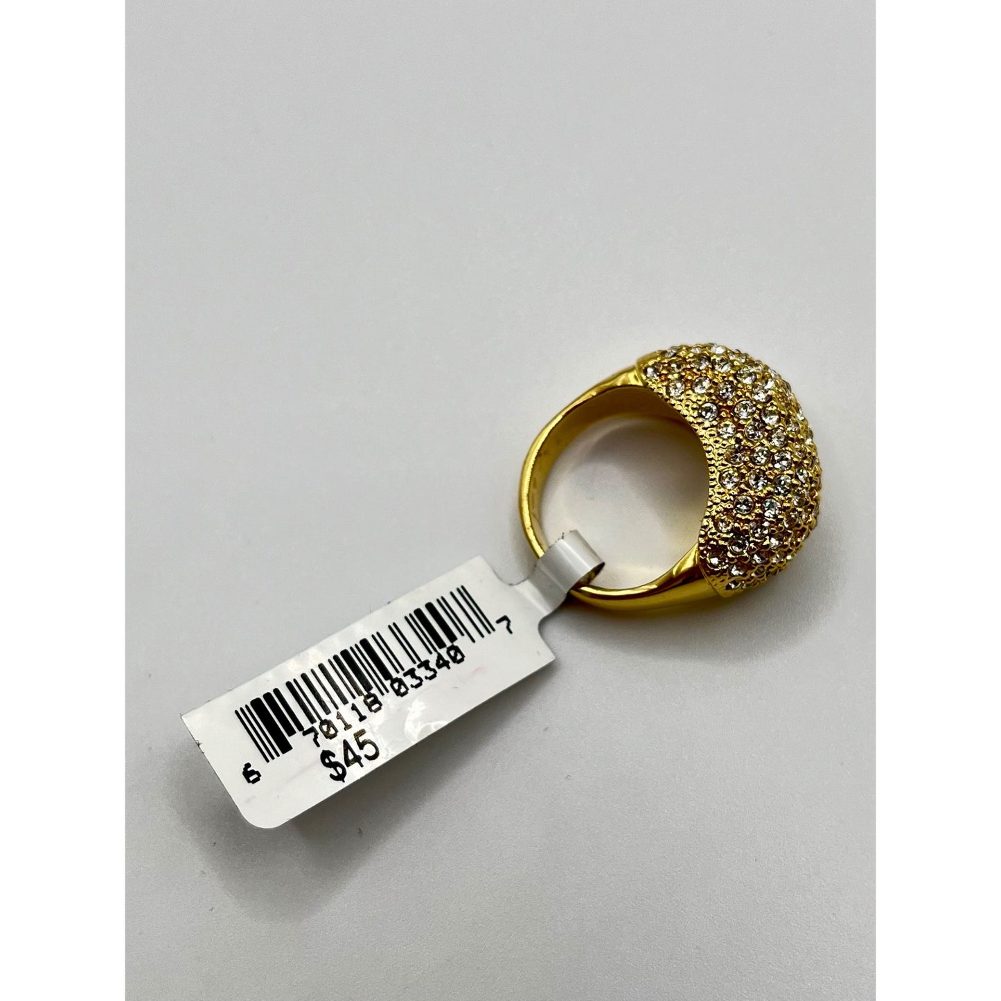 Vintage St. John Gold Tone Pave Crystal Ring Wide Band Statement Size 7.5