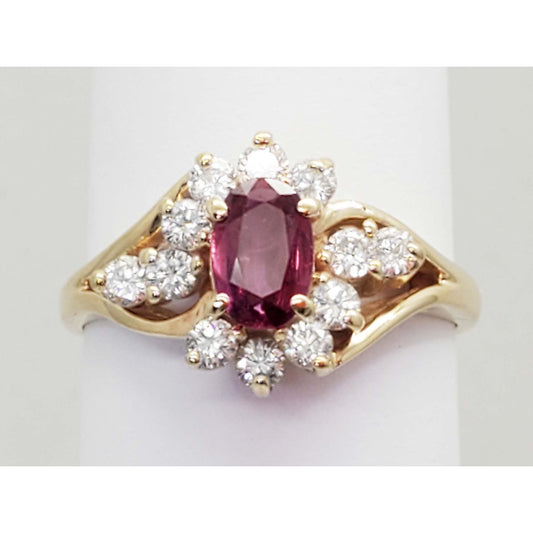 1.24 ctw Natural Ruby & Diamond Cocktail Filigree Ring 14k Gold Size 8.75