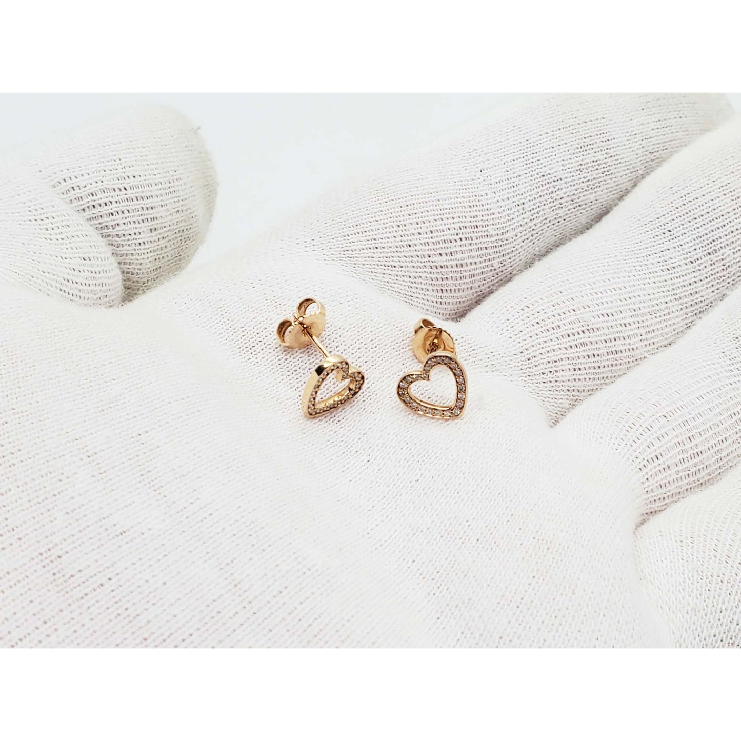 Tiffany & Co 0.08 ctw Diamond Open Heart Stud Earrings 18k Gold