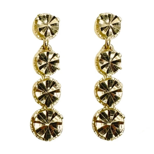 14k Yellow Gold 4 Tier Drop Dangle Earrings