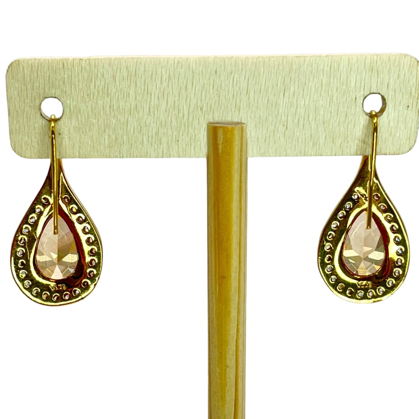 SETA Citrine Cubic Zirconia Teardrop Gold Tone Dangle Drop Earrings Colorful