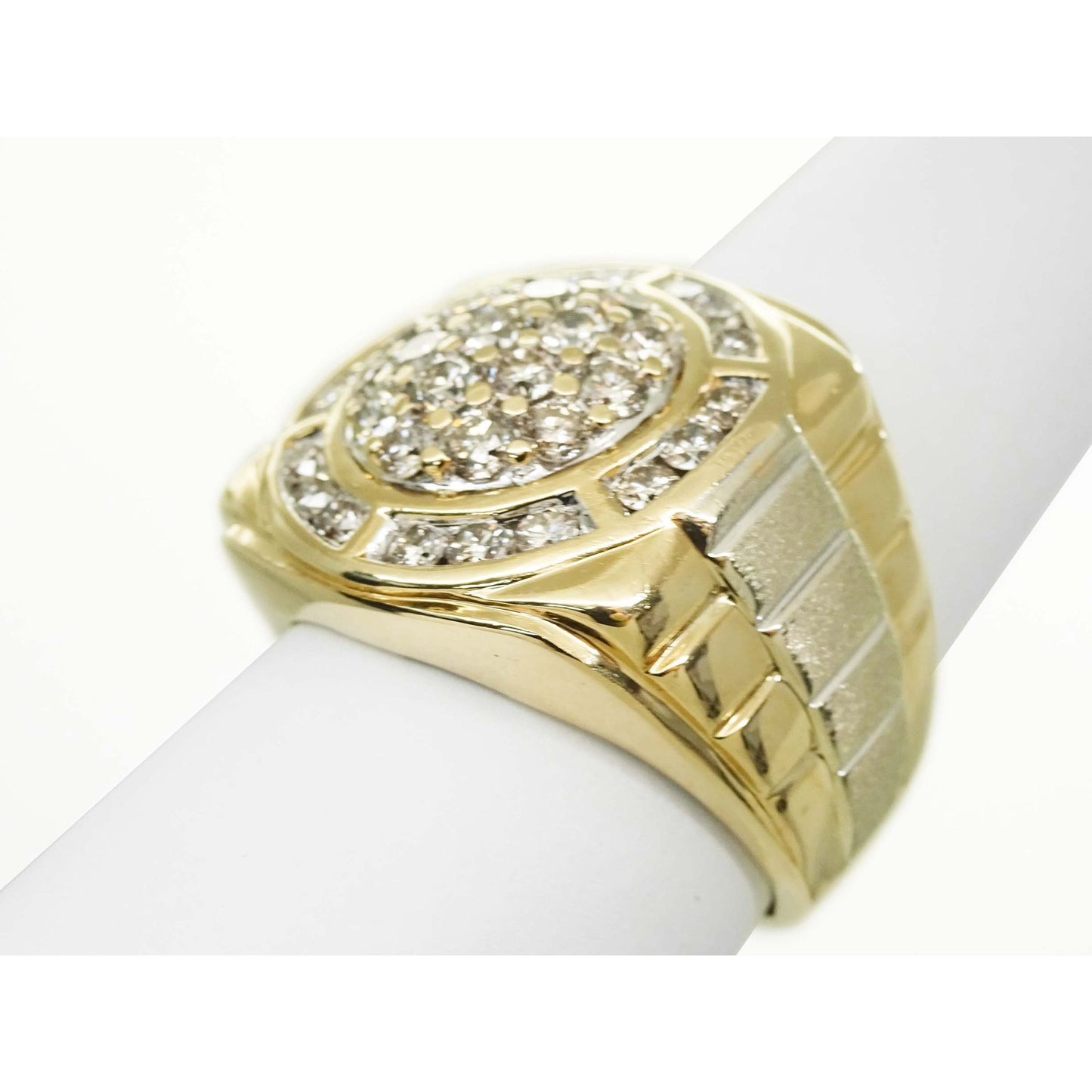 0.93 ctw Natural Diamond Rolex Style Design Ring 10k Two-Tone Gold Size 10