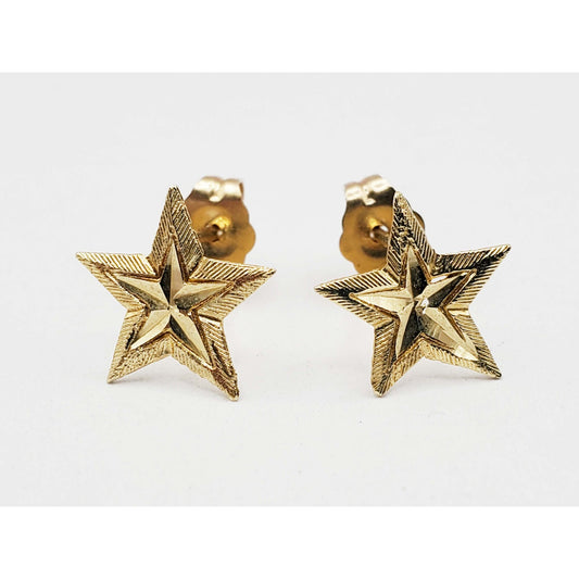 Five Point Star Stud Earrings 14k Gold