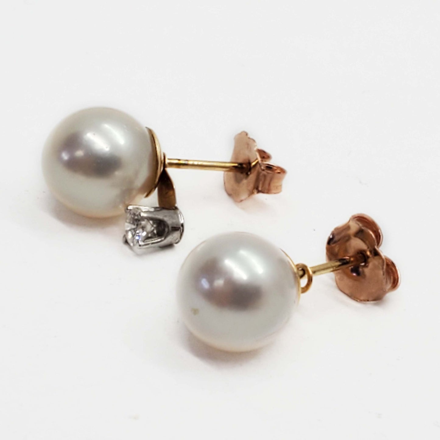 8mm Pearl & Diamond Accent Jacket Stud Earrings 14k Gold