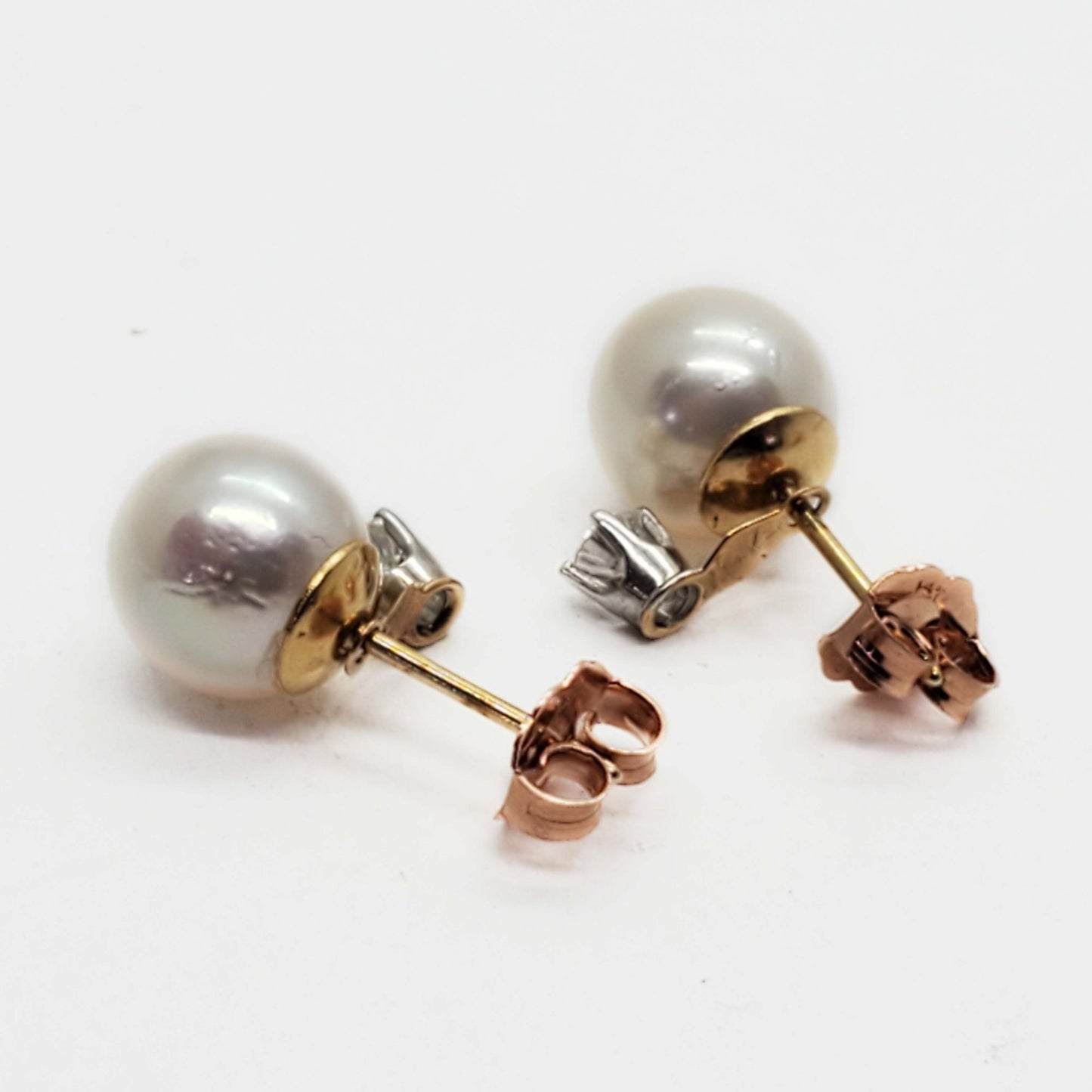 8mm Pearl & Diamond Accent Jacket Stud Earrings 14k Gold