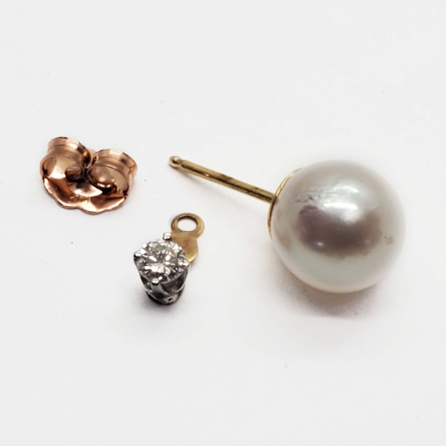 8mm Pearl & Diamond Accent Jacket Stud Earrings 14k Gold