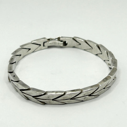 925 Sterling Silver Vintage Mexico Arrow Link 7.5" Bracelet 33.5g