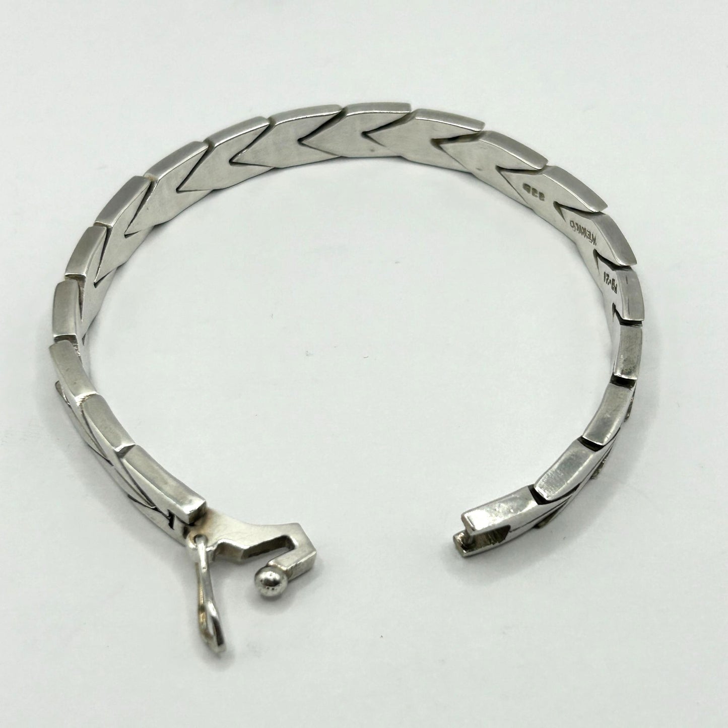 925 Sterling Silver Vintage Mexico Arrow Link 7.5" Bracelet 33.5g