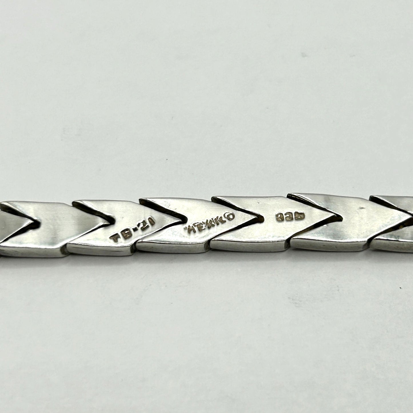925 Sterling Silver Vintage Mexico Arrow Link 7.5" Bracelet 33.5g