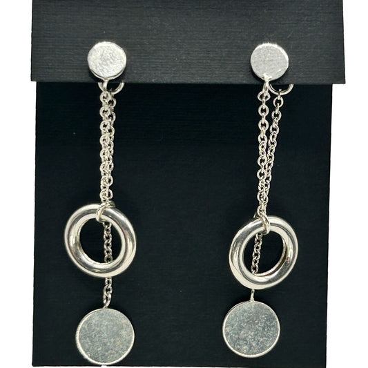 925 Sterling Silver Chain and Hoop Dangle/Drop Earrings