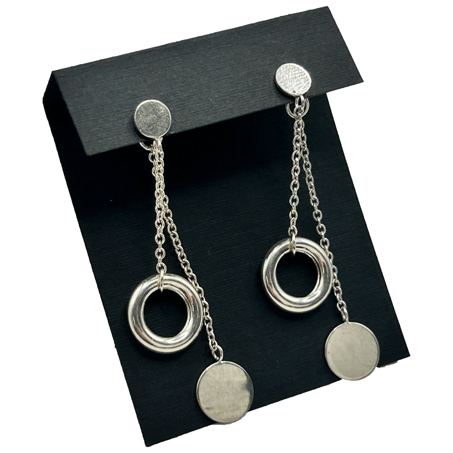 925 Sterling Silver Chain and Hoop Dangle/Drop Earrings