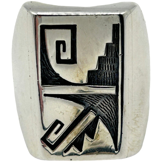 Handmade 925 Sterling Silver Southwestern Style Ring - Unknown Designer, Size 11