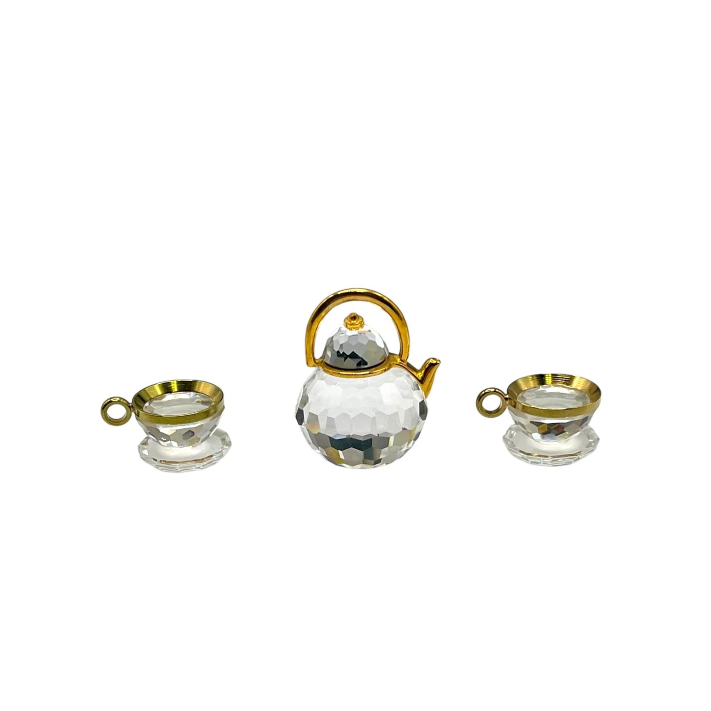 Vintage Swarovski Crystal Memories Classics Tea Set 174009 Gold Tone