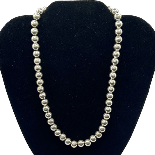 Vintage 925 Sterling Silver 9mm Navajo Pearl 18" Necklace