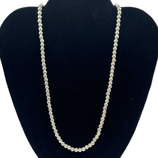 Taxco Mexico 925 Sterling Silver Beaded Necklace, 22 Inches