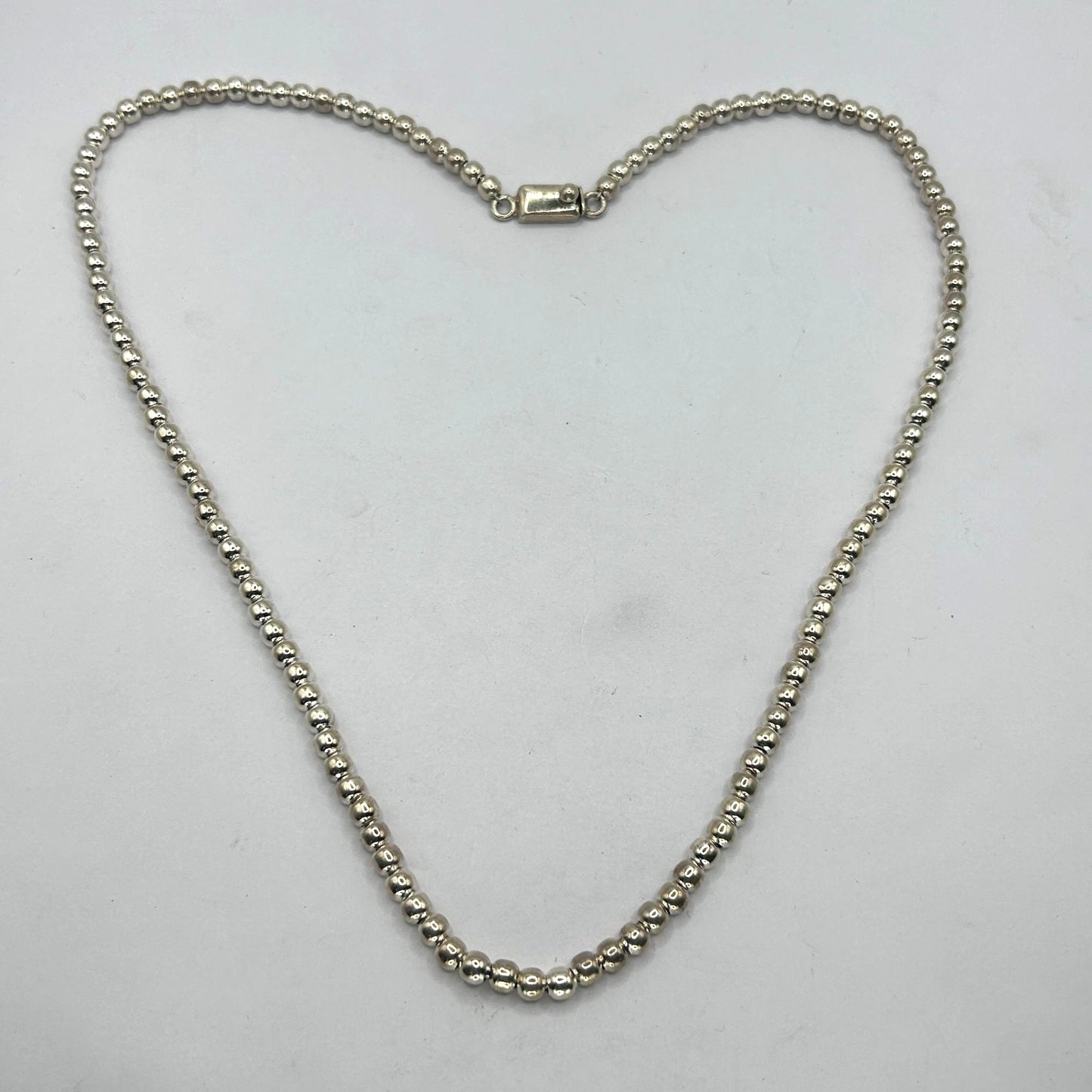 Taxco Mexico 925 Sterling Silver Beaded Necklace, 22 Inches