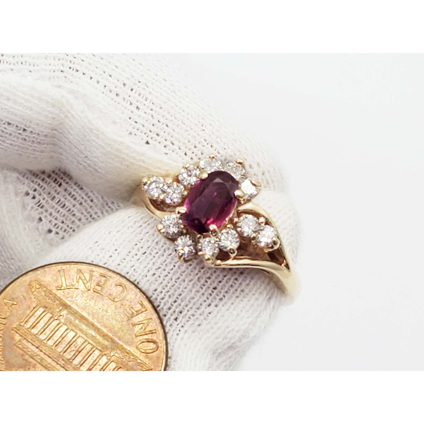 1.24 ctw Natural Ruby & Diamond Cocktail Filigree Ring 14k Gold Size 8.75