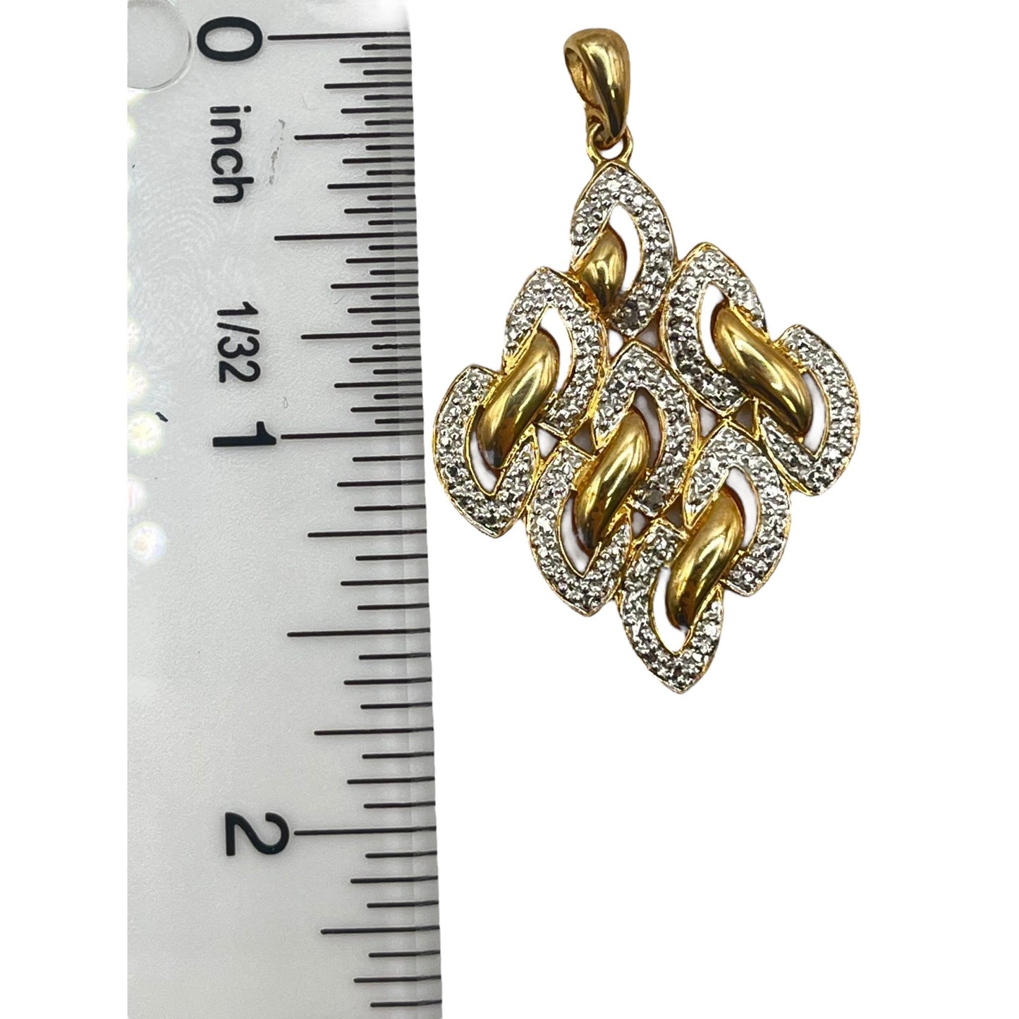 Ross Simons 925 Sterling Silver Gold Overlay Sparkle Necklace Pendant Ornate