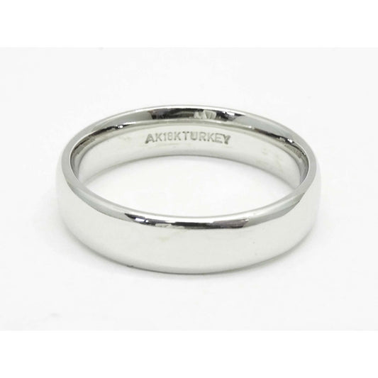 Atasay Kuyumculuk 5mm Comfort Fit Hollow Wedding Band 18k White Gold Size 10