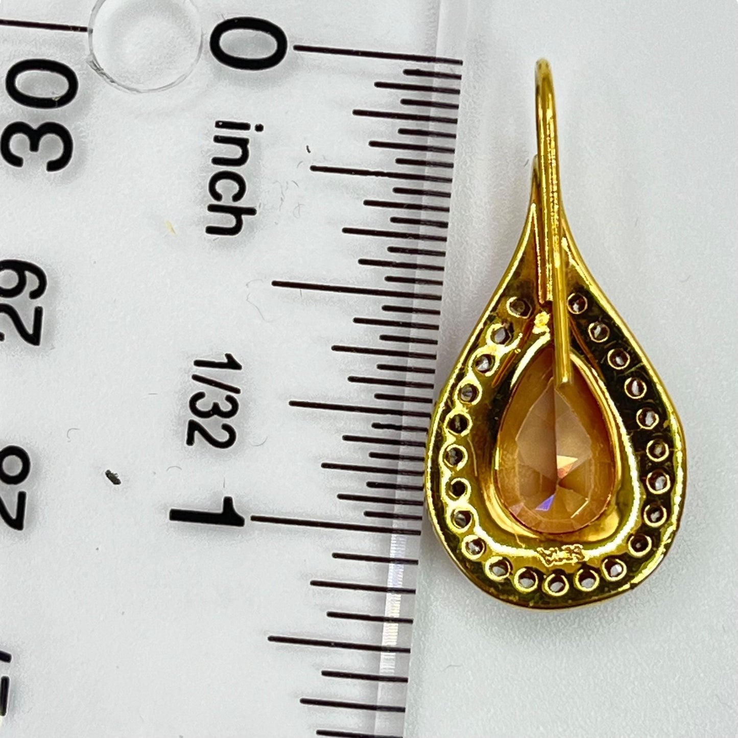 SETA Citrine Cubic Zirconia Teardrop Gold Tone Dangle Drop Earrings Colorful