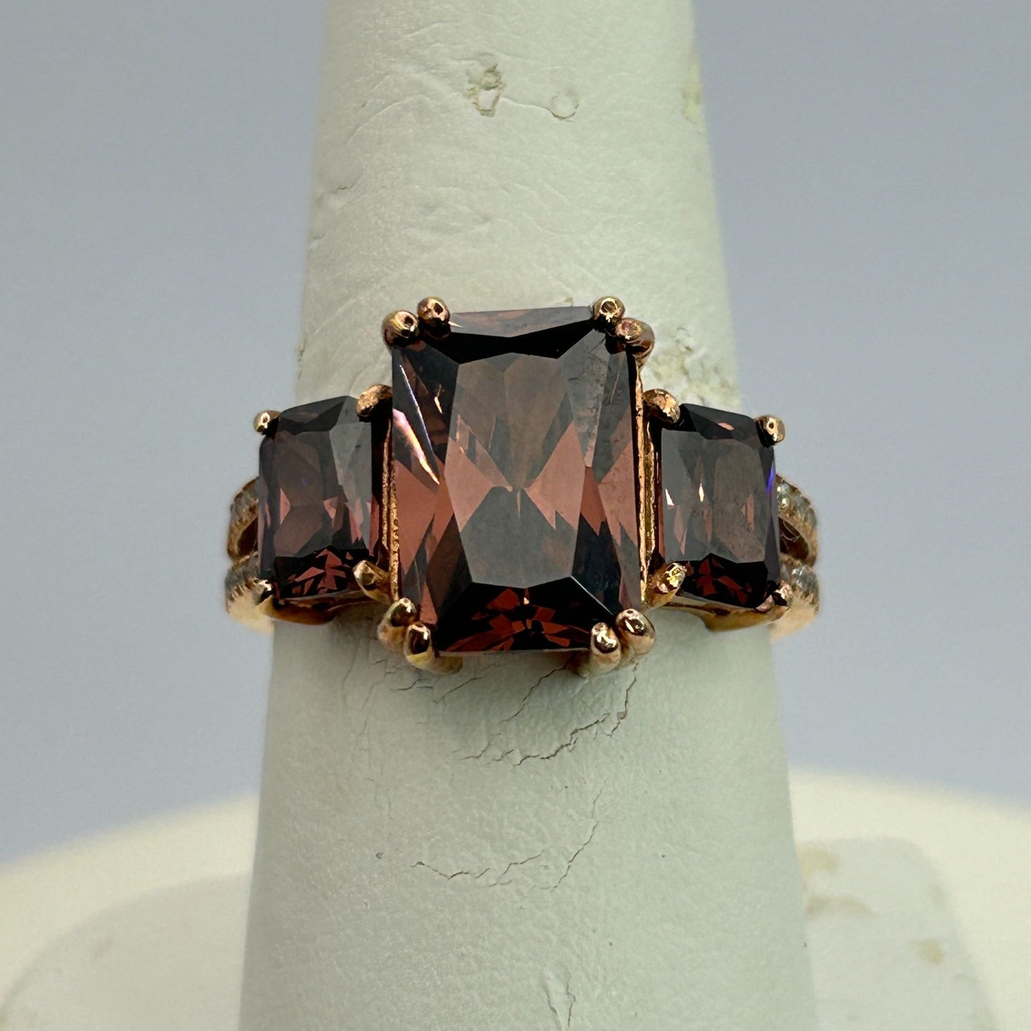 Blush And White Cubic Zirconia 18k Rose Gold Over Silver Ring 9.75ctw SIZE 8