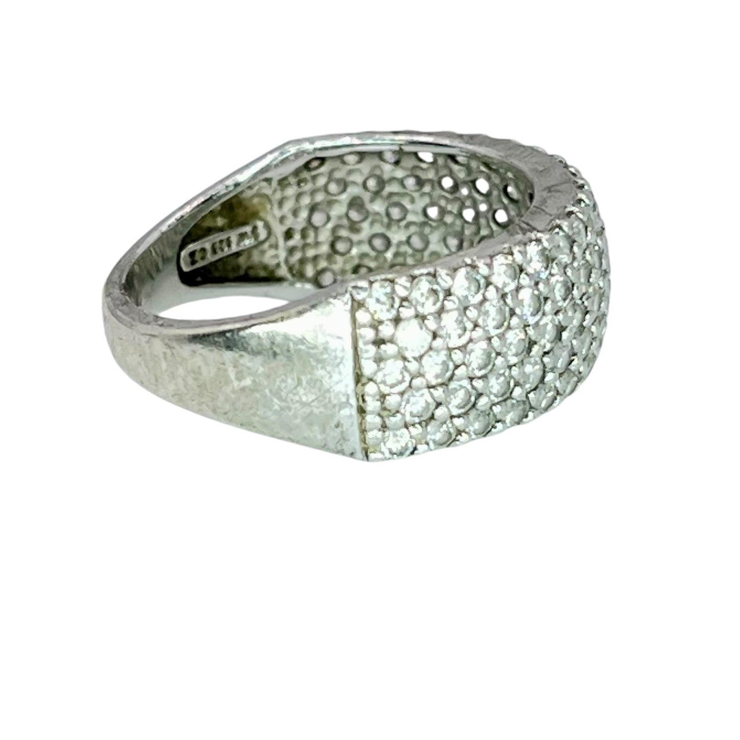 Vintage Cubic Zirconia 925 Sterling Silver Pave 5 Row Band Ring Size 6 Classic