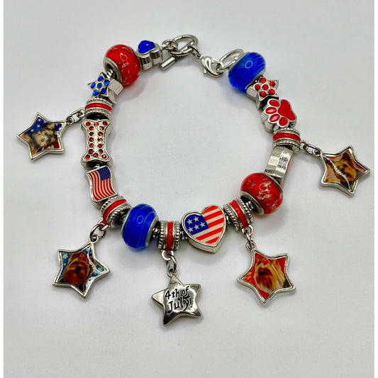 Willabee & Ward Yorkie Dog Lover Charm Bracelet July Base Metal America 4th USA