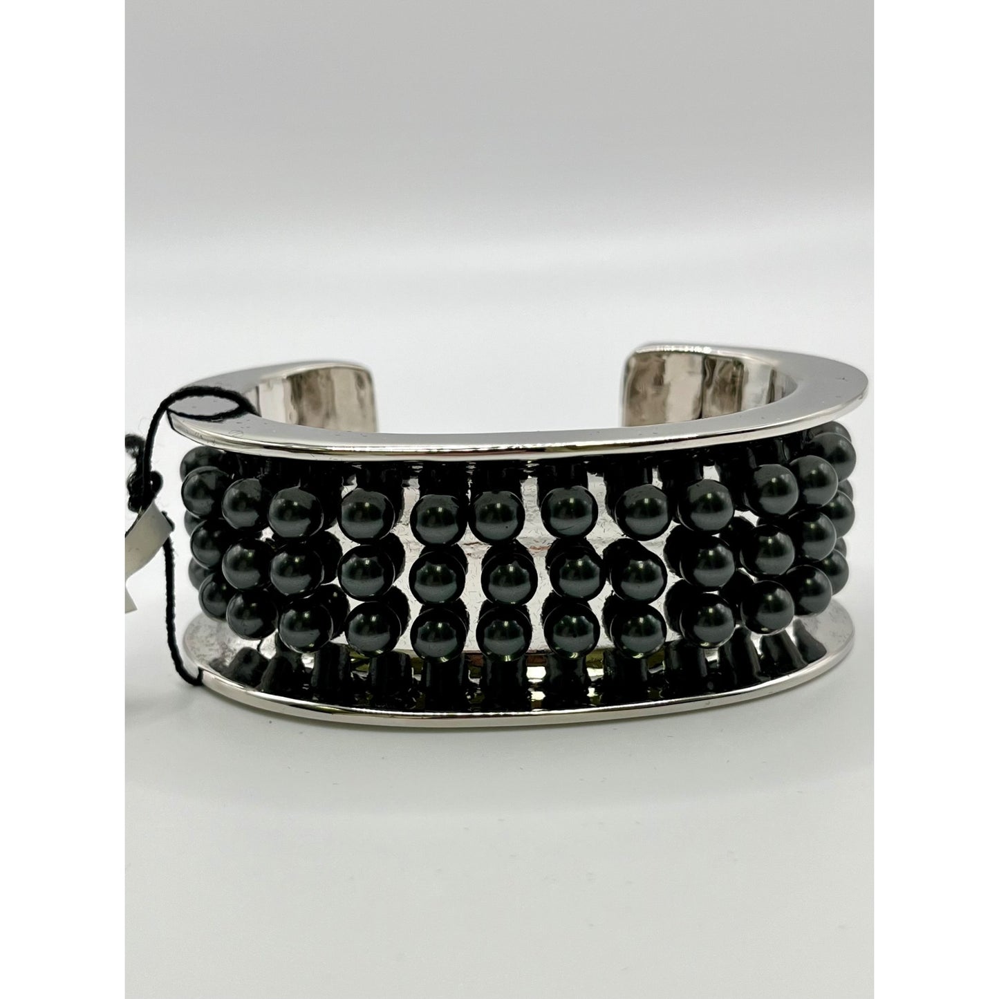 St. John Women's Knit Studded Bracelet Silver Tone Cuff Chunky Statement